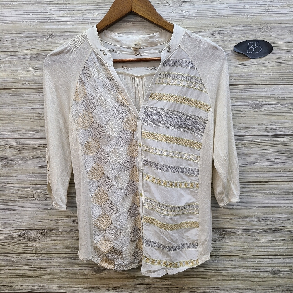 Anthropologie Tiny Cotton/ Silk Embroidered Top